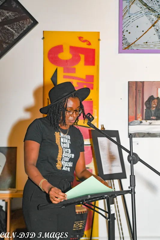 A speaker at the microphone.
